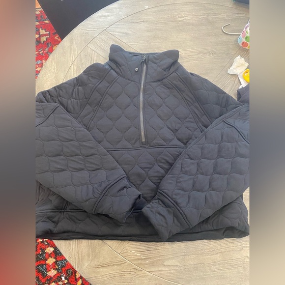Lululemon quilted oversized scuba half zip 📱black Xl - Picture 2 of 5